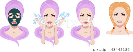 Vector set of icons with facial skin treatment 48442186