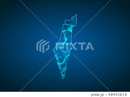 Abstract mash line and point dark background 48442619