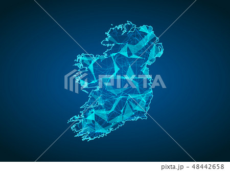Abstract mash line and point dark background 48442658