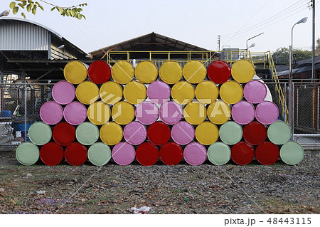 Colorful of old gas tanks. 48443115