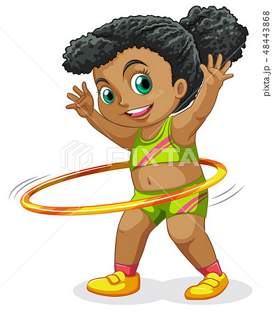 Happy girl playing Hula Hoop 48443868