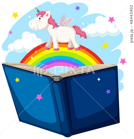 Unicorn and rainbow book concept 48443902