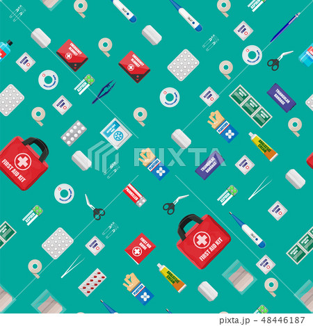 First aid kit seamless pattern 48446187