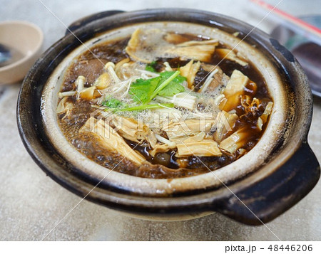 pork rib soup cooked in broth called Bak kut teh 48446206