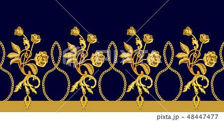 Elegant border with golden roses.  48447477