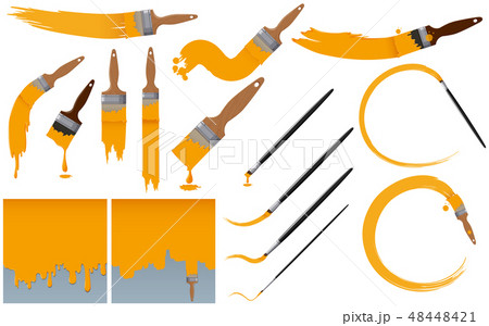 Paintbrushes and yellow paint 48448421