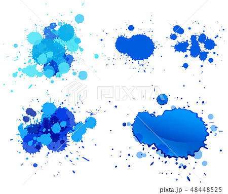 Blue paint splashes on white background Blue paint splashes on white background 48448525