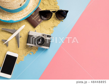 Beach Summer Vacation travel fashion on Sand Beach Summer Vacation travel fashion on Sand 48448895