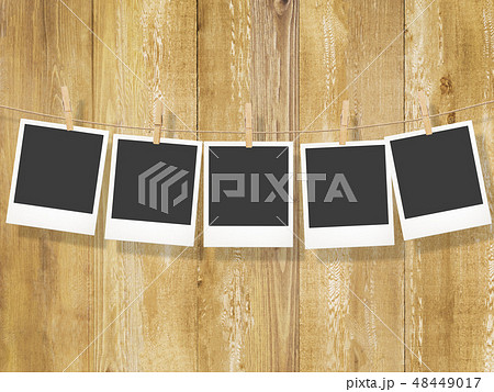テンプレート-ポラロイド-フレーム-木目-クリップ テンプレート-ポラロイド-フレーム-木目-クリップ 48449017
