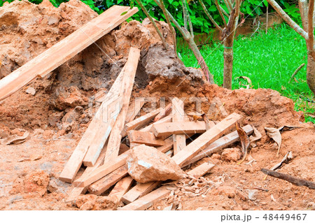 garbage timber pile in construction house renovate 48449467
