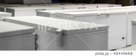 Warehouse with white refrigerators 48449668