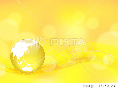 黄色の地球と波型抽象背景 ベクターイラストのイラスト素材