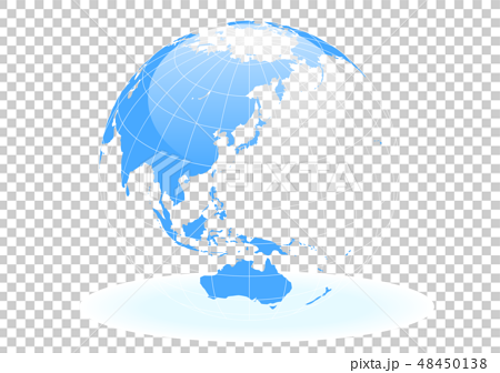 白い背景と青色の地球と罫線 緯線 ベクターイラストのイラスト素材