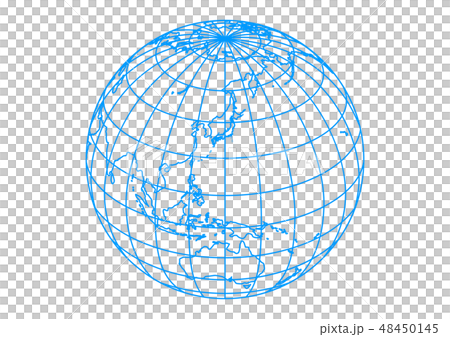 白い背景と水色の地球と罫線 緯線 ベクターイラストのイラスト素材
