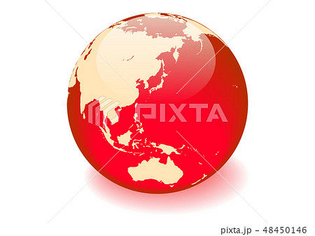 白い背景と赤い地球と影 ベクターイラストのイラスト素材