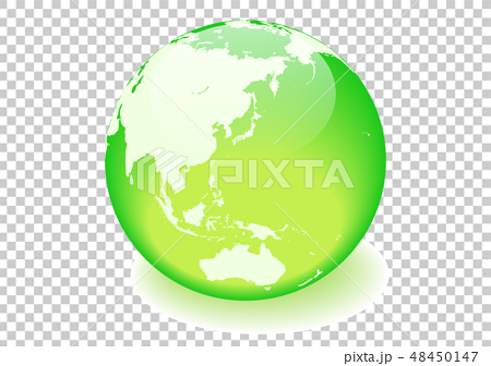 白い背景と緑色の地球と影 ベクターイラストのイラスト素材