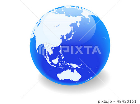 白い背景と青い地球と影 ベクターイラストのイラスト素材
