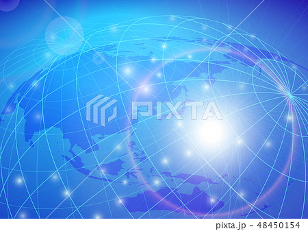 ネットワークイメージと地球の罫線・緯線と宇宙-ベクターイラスト 48450154