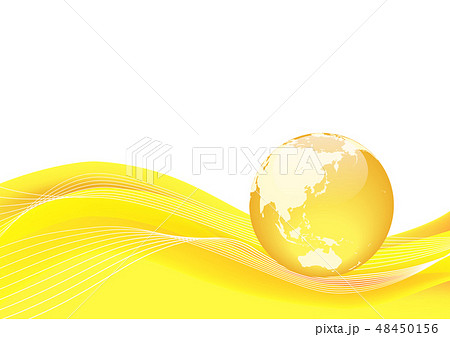 黄色の地球と波型抽象背景 ベクターイラストのイラスト素材 48450156 Pixta