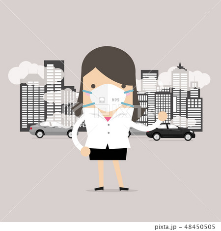 Businesswoman wearing protective mask. 48450505