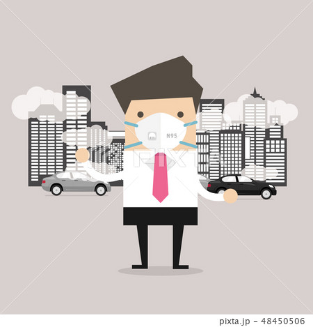 Businessman wearing protective mask. 48450506
