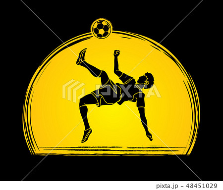 Soccer player somersault kick overhead kick vector 48451029