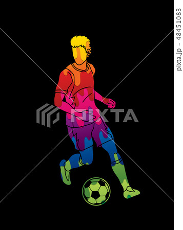 Soccer player running with a soccer ball vector Soccer player running with a soccer ball vector 48451083