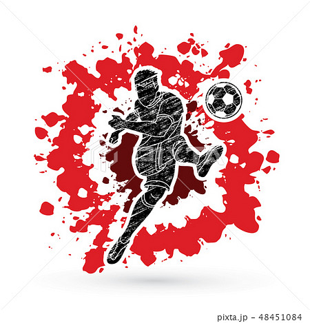 Soccer player shooting a ball action vector Soccer player shooting a ball action vector 48451084