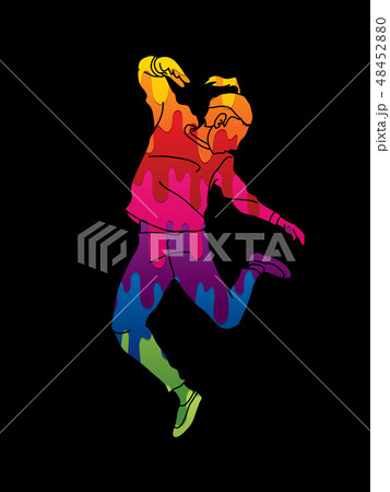 A man dancing, Action graphic vector 48452880