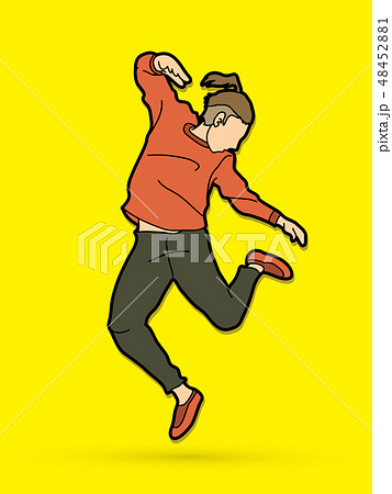A man dancing, Action graphic vector 48452881