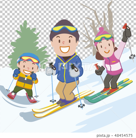 家族スキーのイラスト素材