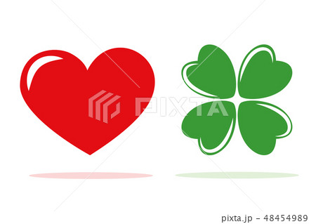 red heart and four-leaf clover love and luck 48454989