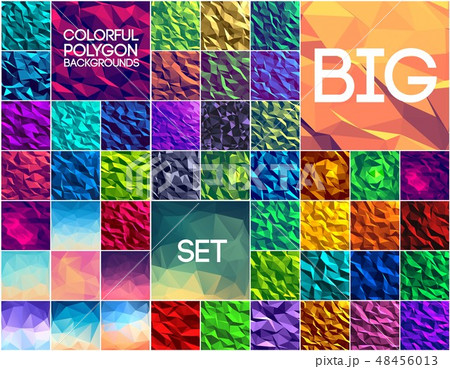 Big set of polygonal colorful backgrounds. Geometric art concept, technology, nature, colors, motifs 48456013
