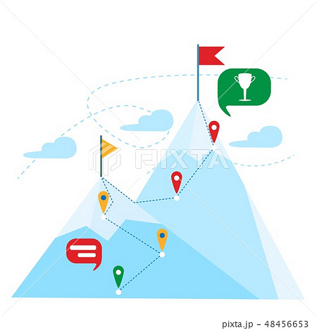 Top of the mountain with red flag.  48456653