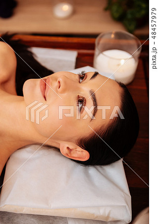 Appealing flawless lady feeling completely comfortable while waiting Appealing flawless lady feeling completely comfortable while waiting 48457979