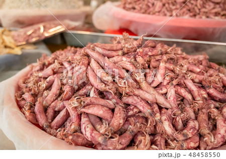dried squid fish at the traditional market dried squid fish at the traditional market 48458550