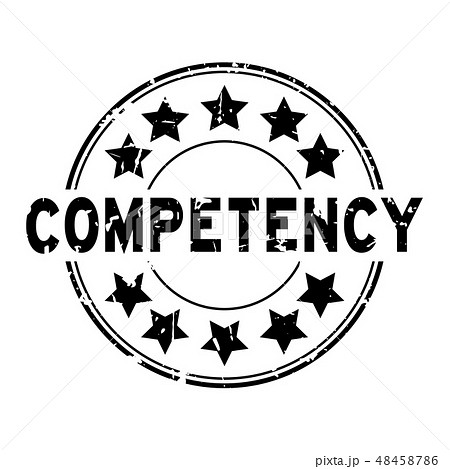 Grunge black competency word round rubber stamp Grunge black competency word round rubber stamp 48458786
