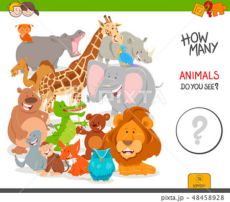 counting cartoon wild animals educational game 48458928