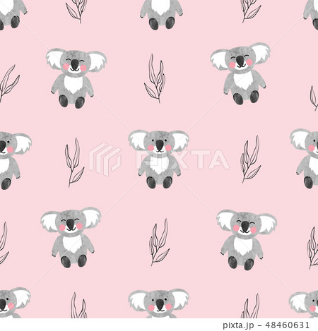 Seamless pattern with cute watercolor koala bears Seamless pattern with cute watercolor koala bears 48460631