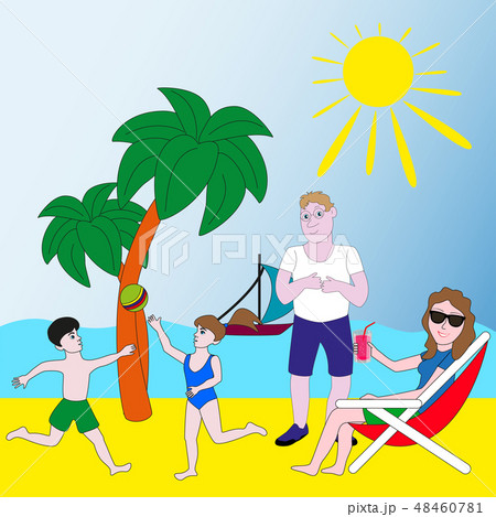 Family vacation on the beach. 48460781