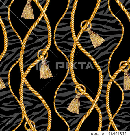Golden chain glamour zebra seamless pattern Golden chain glamour zebra seamless pattern 48461355