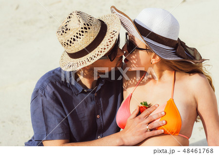 Man and woman together rest and fool around Man and woman together rest and fool around 48461768