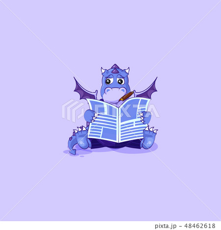 dragon in business suit reading newspaper 48462618