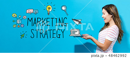 Marketing strategy with woman using a tablet 48462992
