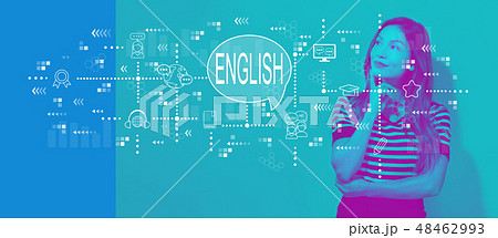 English with young businesswoman 48462993