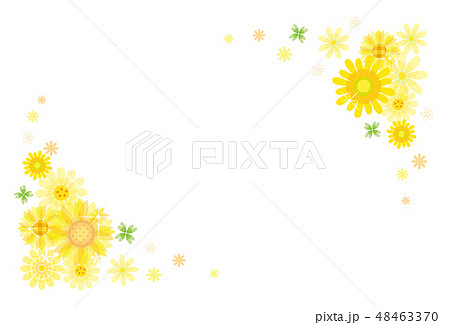 向日葵の花のフレーム 背景 コーナーのイラスト素材