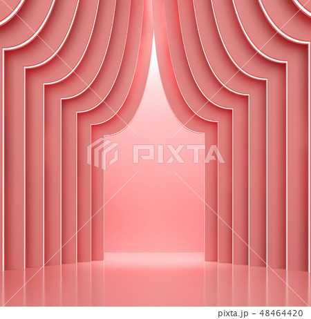 Coral pink space interior 3d render 48464420