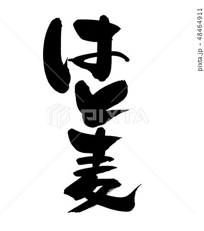 筆文字　はとむぎ　はと麦　イラスト 48464911