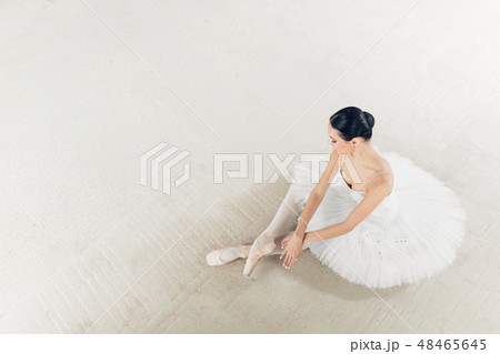 top view photo. talented ballerina has finished her wonderful performance 48465645