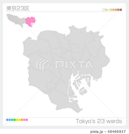 東京都の地図 東京23区 のイラスト素材